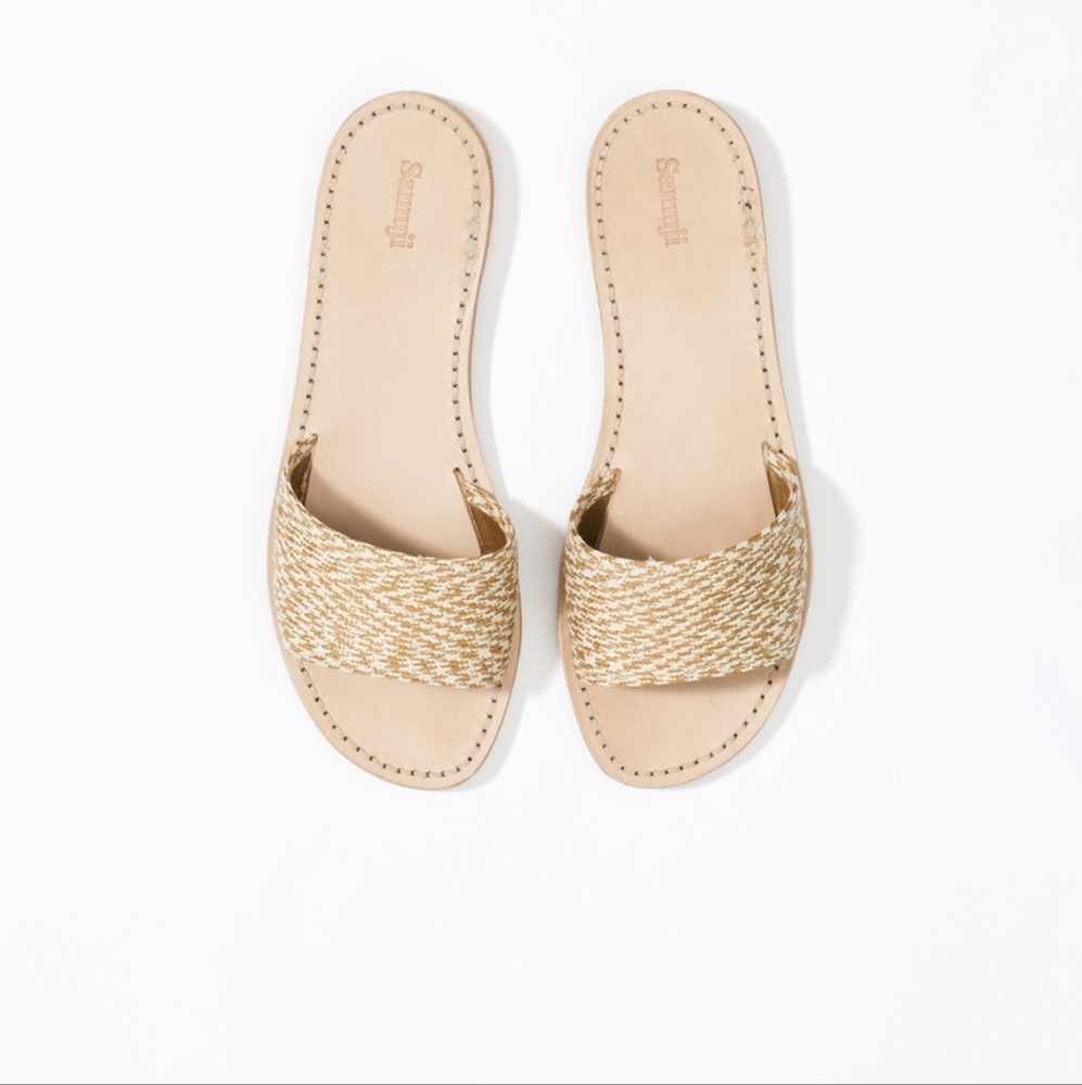 Samuji Tan Slide Sandals